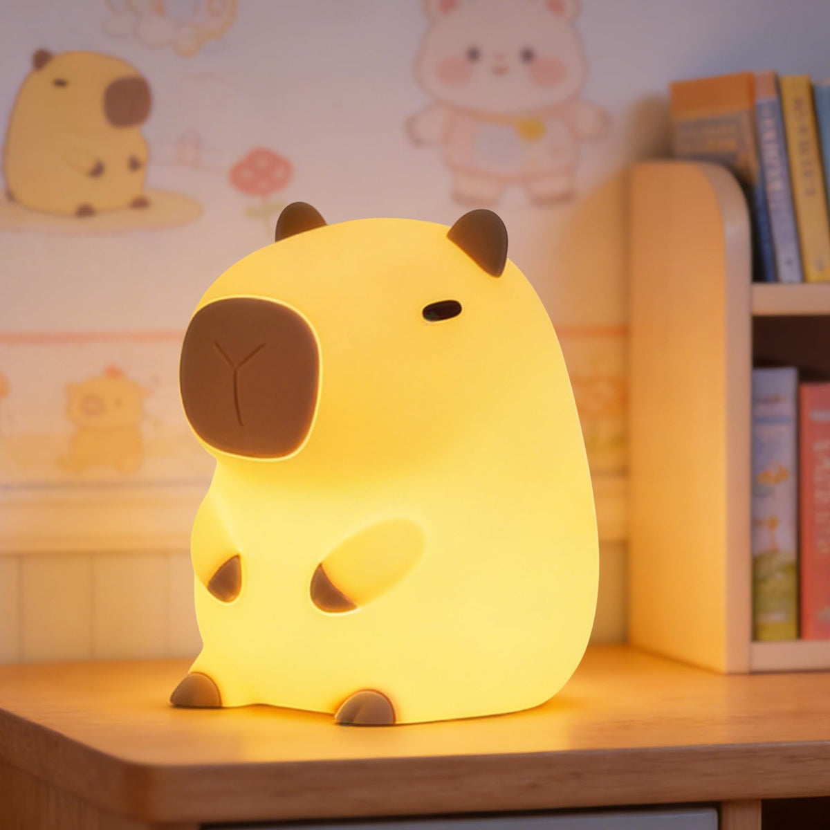 FAMIDUO Capybara Night Light for Kids,Safe Squishy Silicone Nursery Light with Timer,Dimmable & Rechargeable Touch Bedside Lamp, Cute Capybara Gifts for Boys Girls Toddlers, Baby & Kids Room Decor