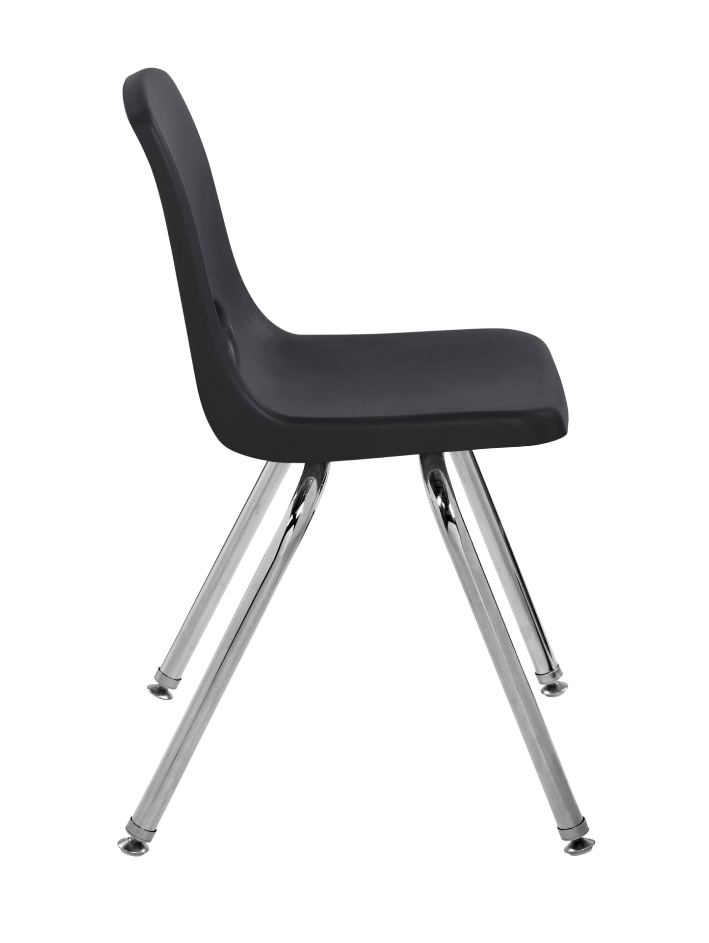 FDP 16" School Stack Chair, Stacking Student Seat with Chromed Steel Legs and Swivel Glides for Classroom, Homeschool or Office - Black, 11560-BK