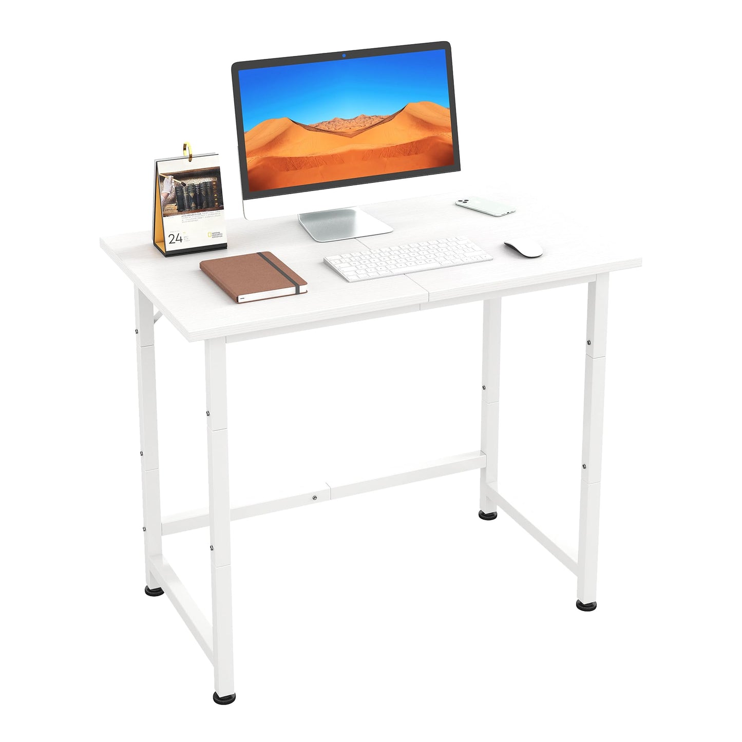 COTUBLR Small Desk, 24 Inch Small Computer Desk for Spaces, Compact Tiny Mini Simple Desk Table for Bedroom Home Office Writing Work Study Kids Student Teacher, Bonus Mousepad, White