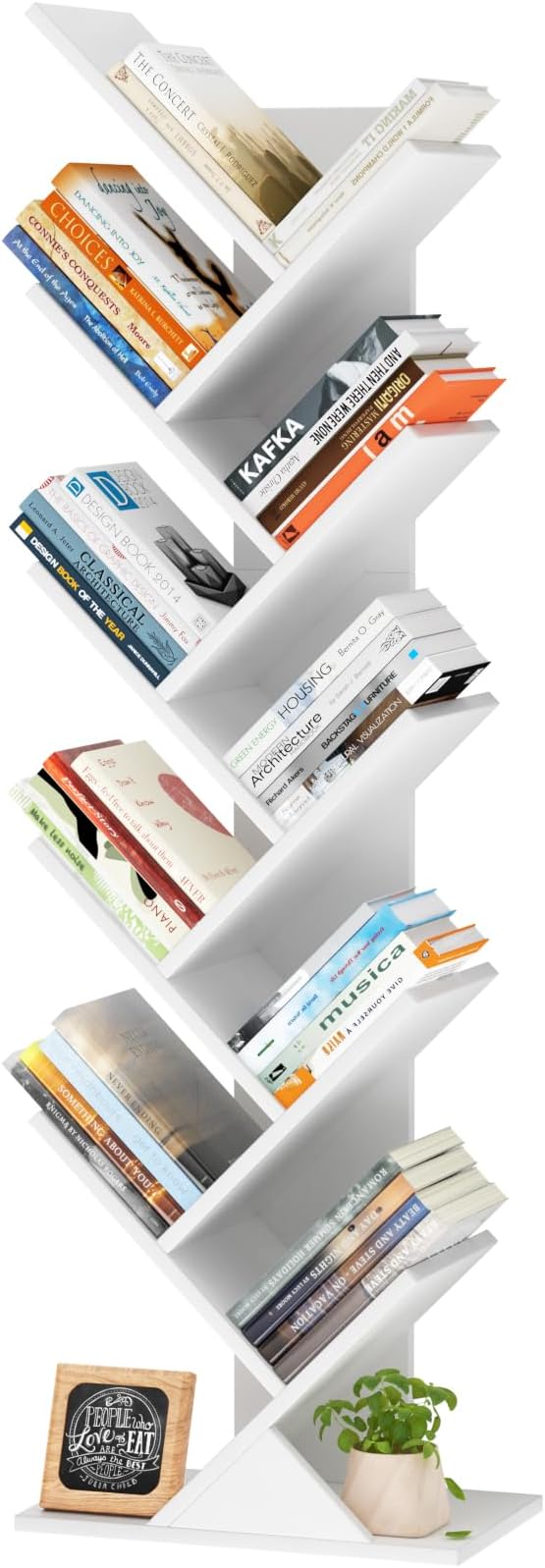 SHEEPAM 10 Tier Tree Book Shelf, Floor Standing Wood Bookshelf