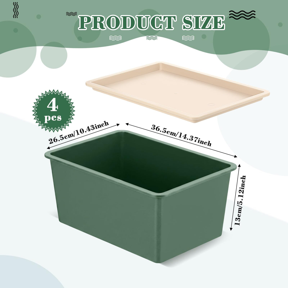 Menkxi 4 Pcs Storage Bins with Lids Plastic Stackable Containers for Organizing Shelves Christmas Ornament Box Baskets(Green,Large)