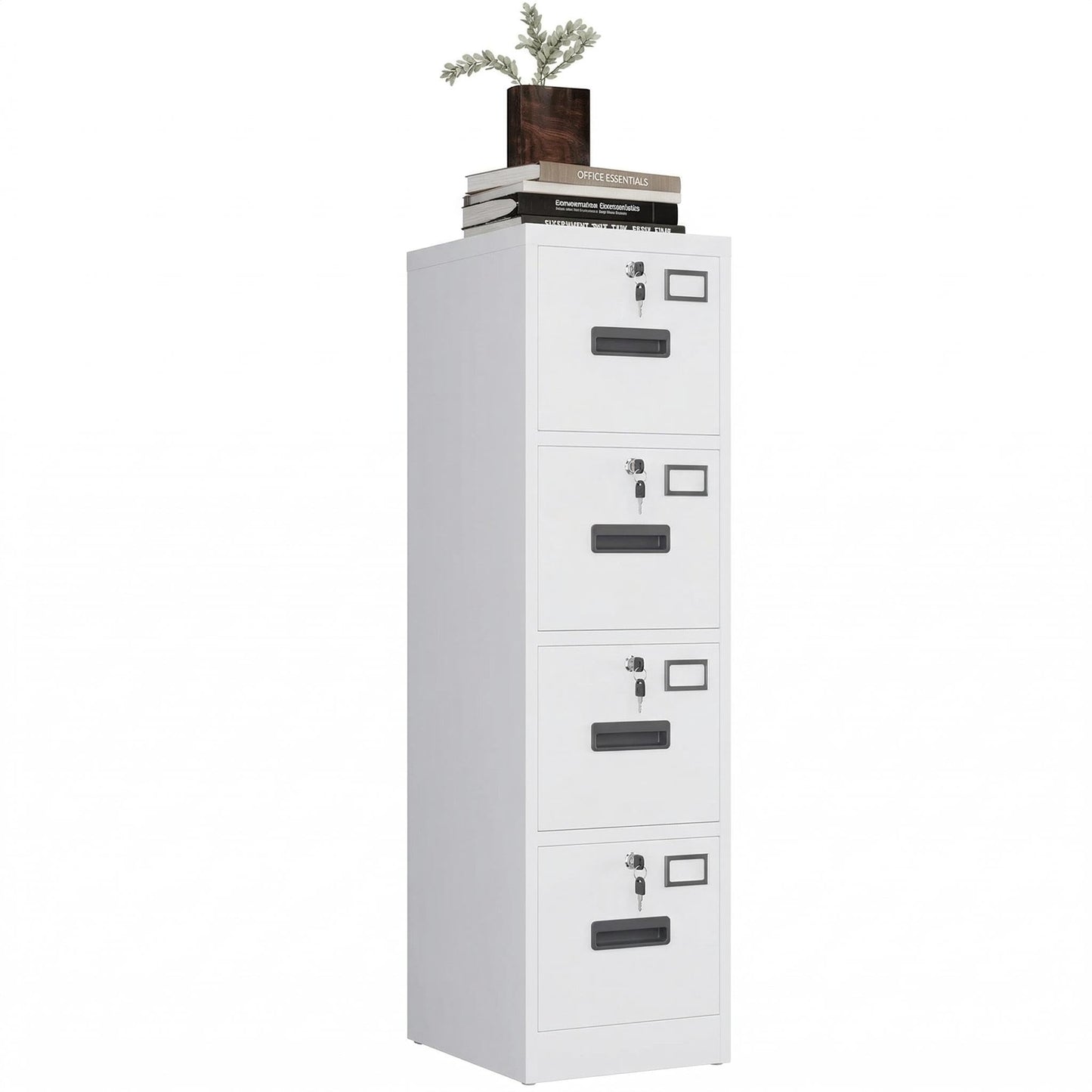 GarveeLife Metal File Cabinet with Independent Locks, Heavy Duty 4 Drawer Steel Filing Cabinet, Locking Home Office Cabinets Storage, Vertical Organizer for A4, Letter, Legal Paper, School Use, White