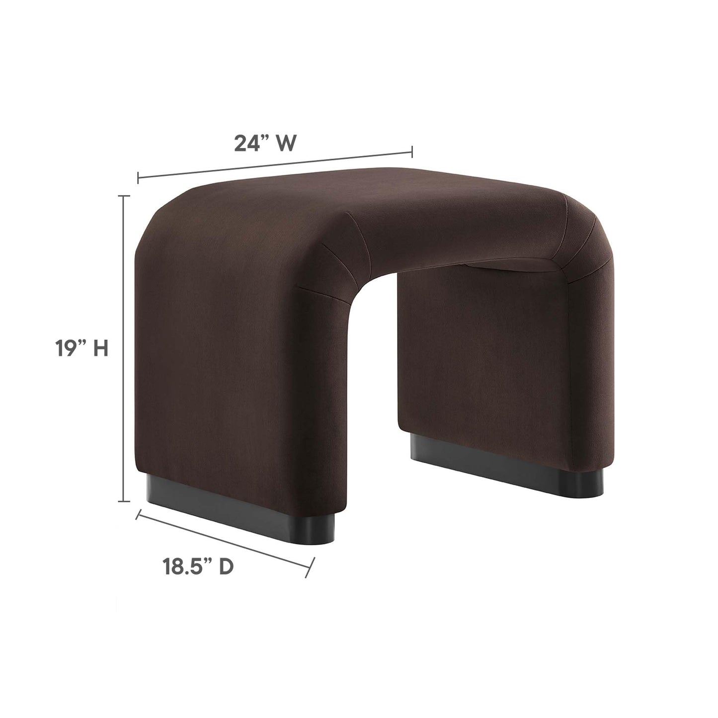 Modway EEI-6733-BLK-CHB Koda Performance Velvet Waterfall Stool, Black Chocolate Brown