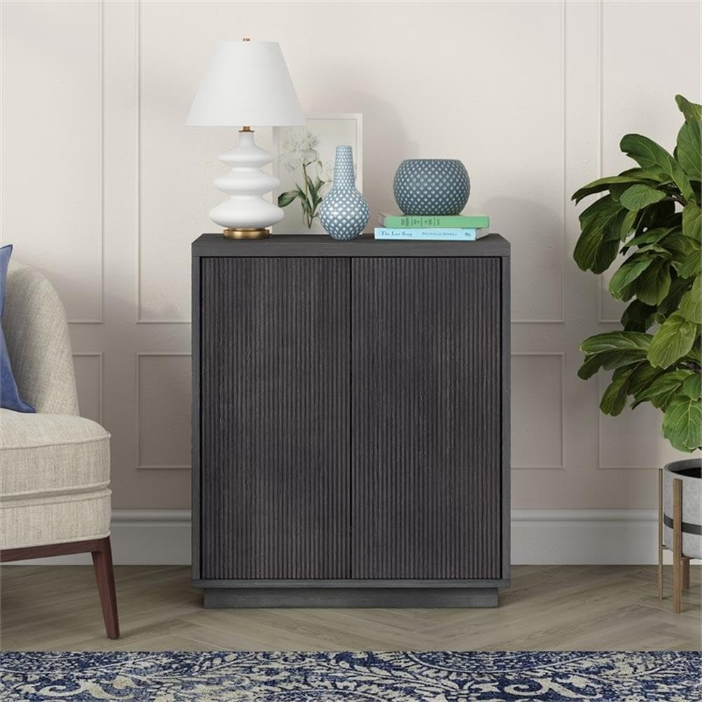 Henn&Hart 28" Wide Rectangular Accent Cabinet in Charcoal Gray, for Home, Living Room, Bedroom, Entertainment Room, Office