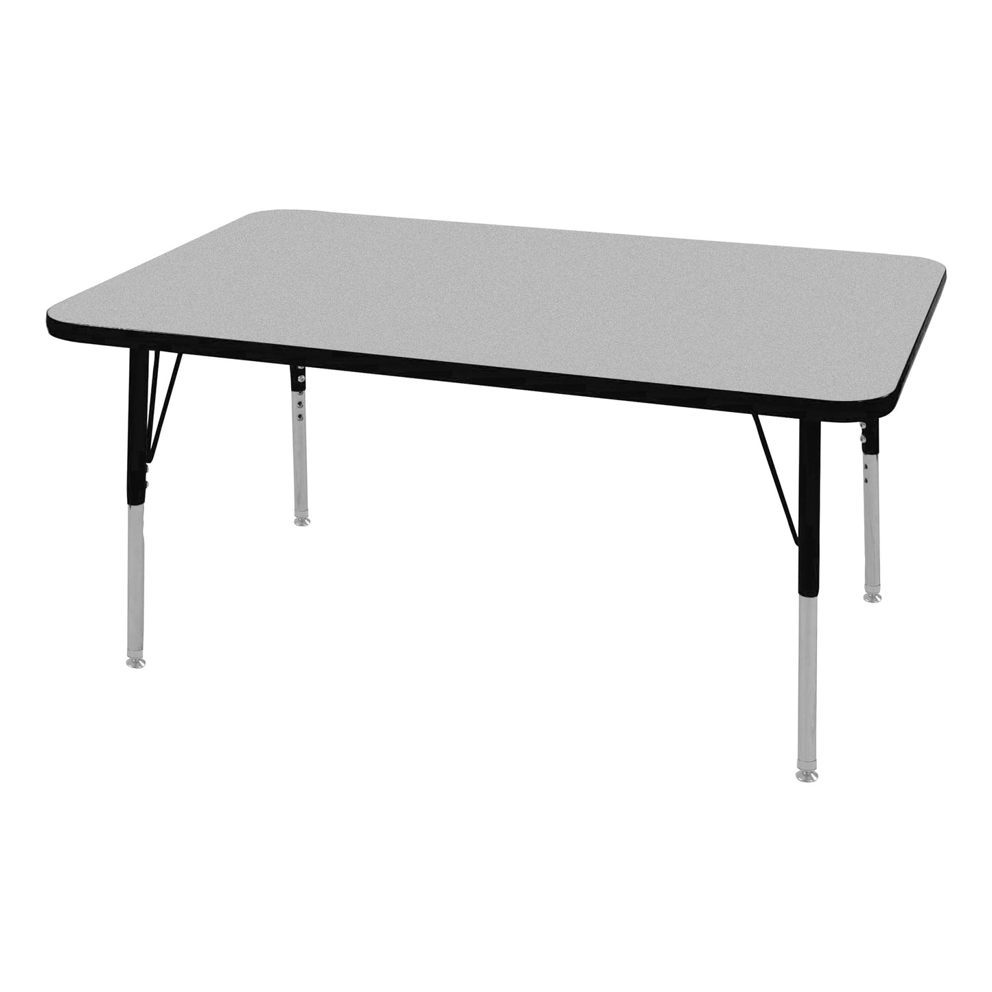 Norwood Commercial Furniture Adjustable Height Classroom Activity Table for Kids & Adults, Square Activity Table for School and Home, Grey/Black, 30" x 48"