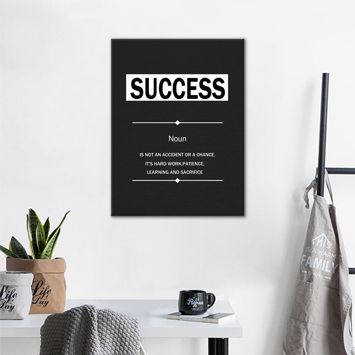 YSPCSUN Inspirational Posters for Office, Success Definition Canvas Poster Single Panel Wall Decor for Home Office Dorm Classroom, Framed Canvas Art, 24x18inch