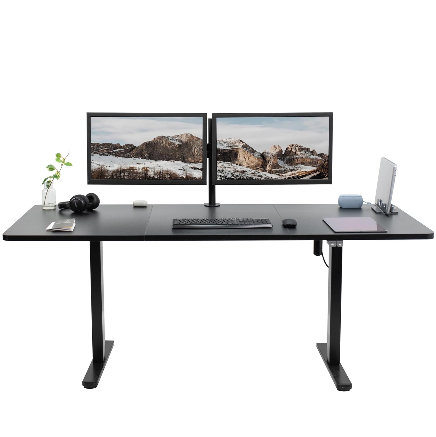 VIVO Electric 71 x 30 inch Stand Up Desk, Height Adjustable, Black Top Black Frame, Home and Office Furniture Sets, DESK-KIT-0B7B