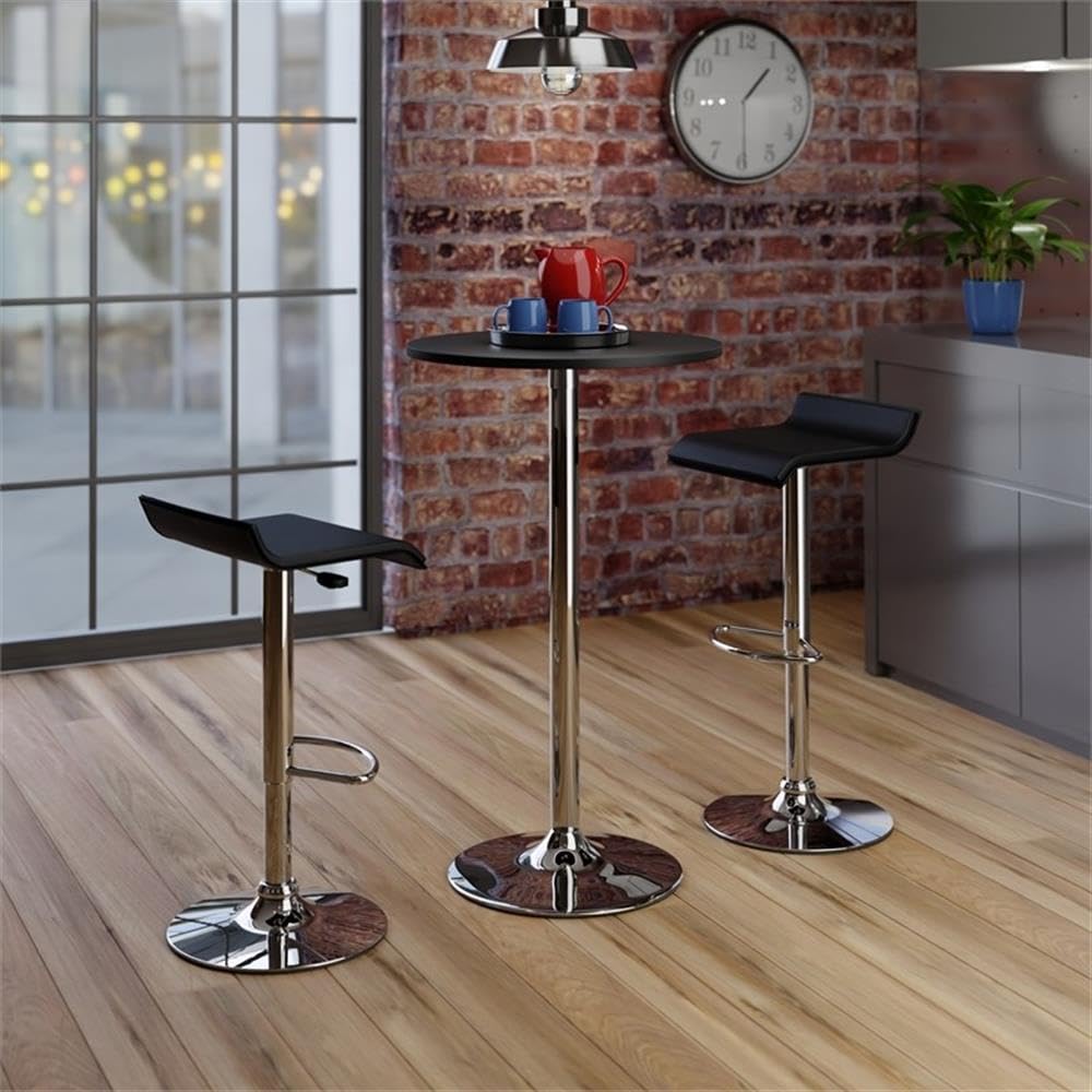Winsome Spectrum 3-Pc Pub Set, Round Table & Adjustable Swivel Stools, Black & Chrome