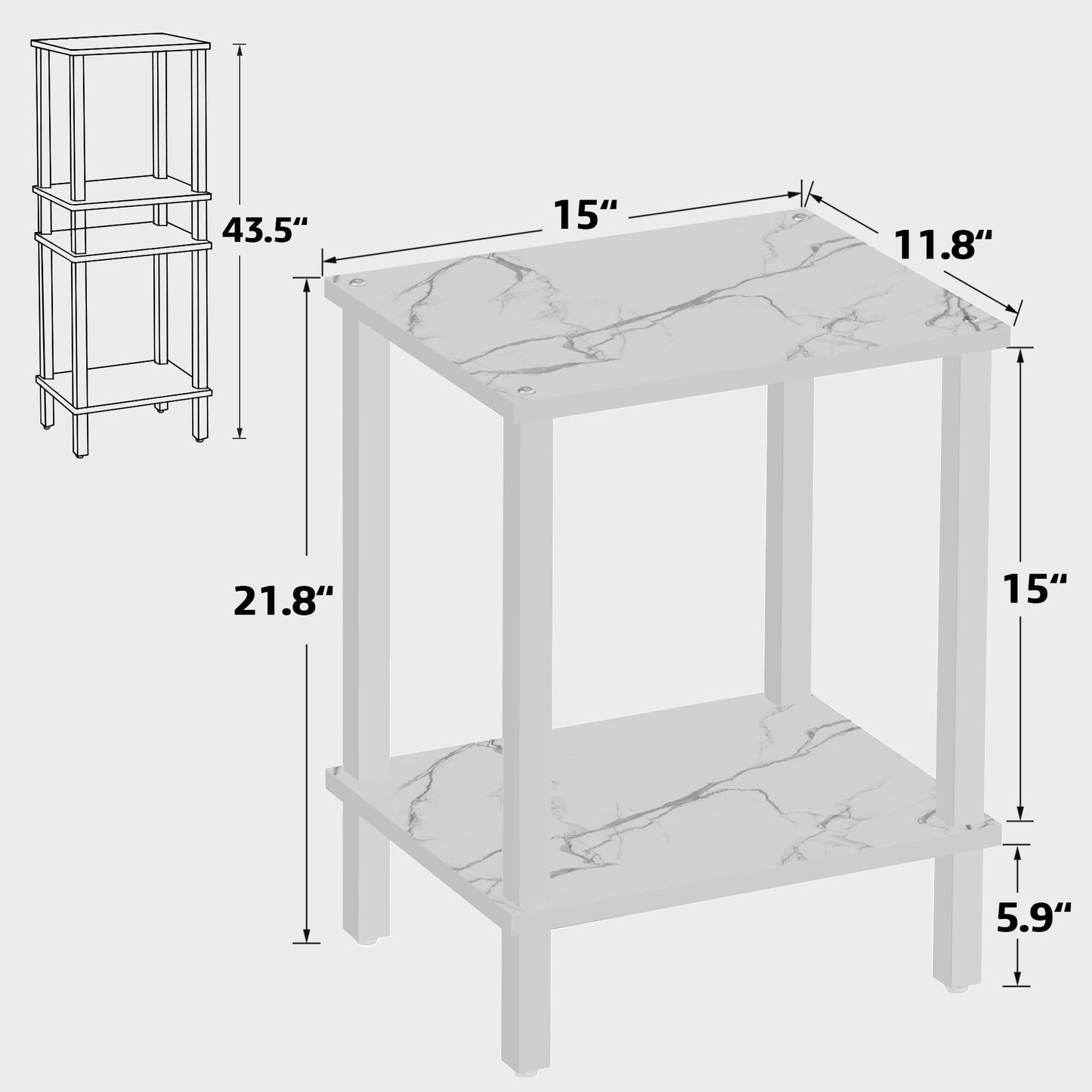 TUTOTAK End Table, Side Table, Nightstand, 2-Tier Storage Shelf, Sofa Side Table for Small Space, Living Room, Bed Room TB01BMW034
