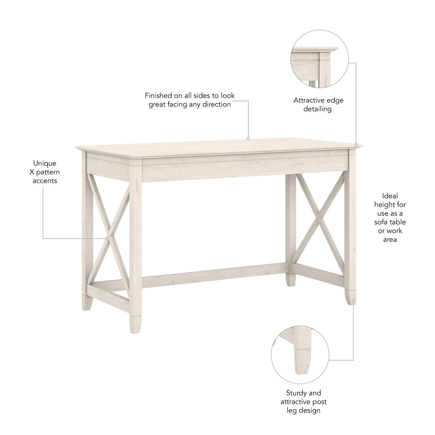 Bush Home Key West 48W Writing Desk in Linen White Oak