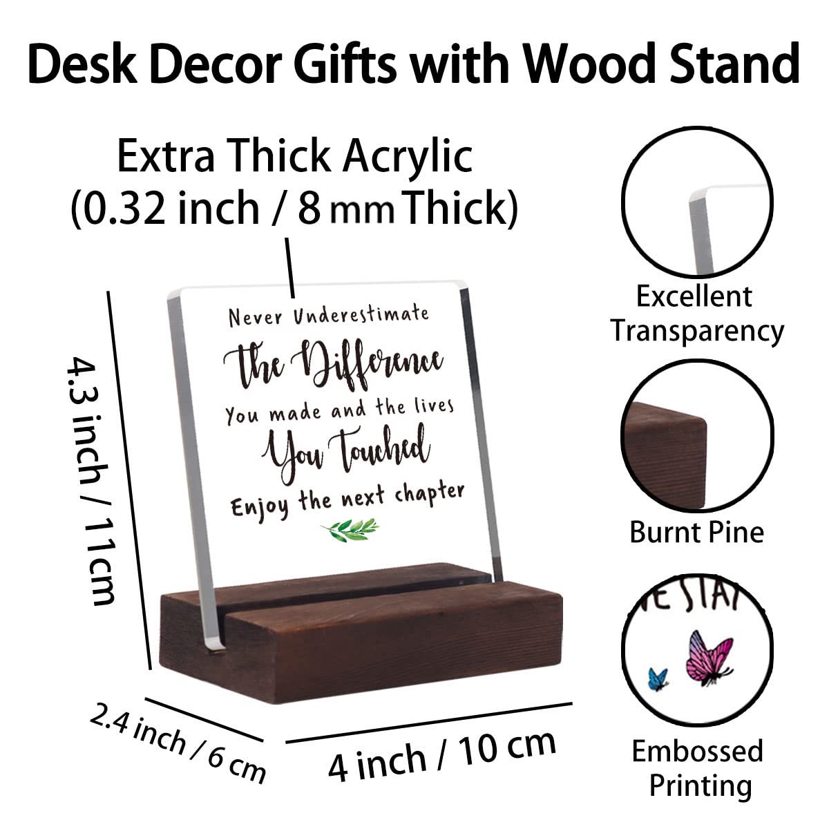 Office Gifts for Women Men Coworker Leaving Farewell New Job Retirement Gifts for Woman Employee Appreciation Gifts for Boss Leader Colleague Friends Principal Teacher Office Acrylic Desk Sign