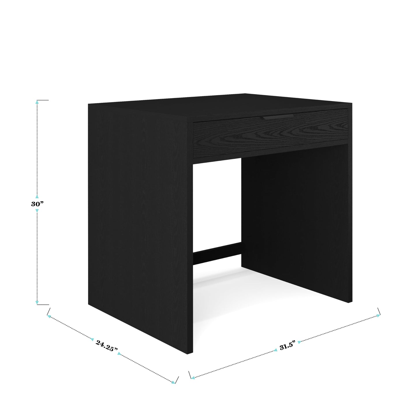 Martha Stewart Kayden Home Office Modular Desk with Drawer and Dual 3 Drawer File Cabinets in Black with Oil Rubbed Bronze Hardware
