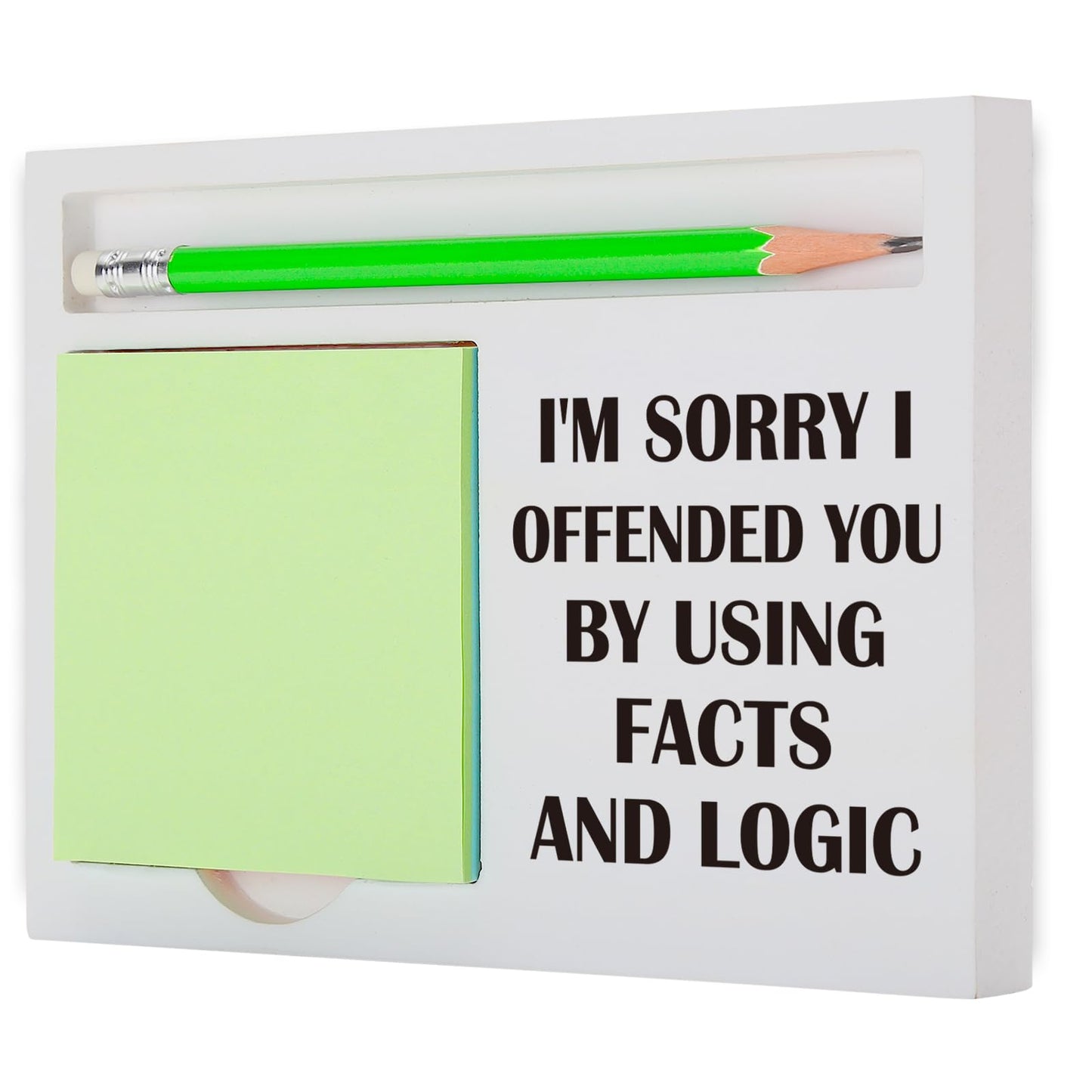 Humor Gift for Coworker Boss Engineer Teacher Student Manager Director Human Resources, I'm Sorry I Offended You by Using Facts and Logic, White Sticky Note Pad Holder Office Gag Gift SBSA30