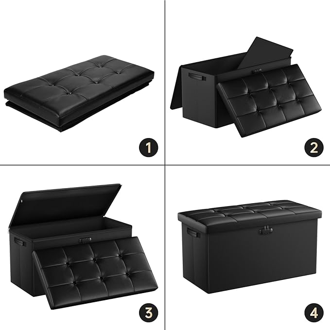 ENGPOW Storage Ottoman Bench, Fireproof Folding Bench