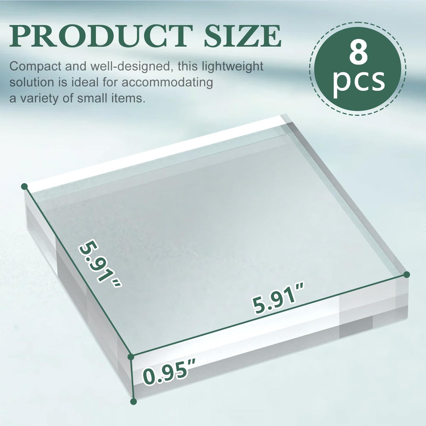 SAMYUCHO Acrylic Base Stand 8 Pack 6 X 6 X 1 Inch Acrylic Blocks for Display Trophy Base Clear Square Cube Riser Display Cylinder Pedestal Stands for Collectibles Jewelry Props Food Display