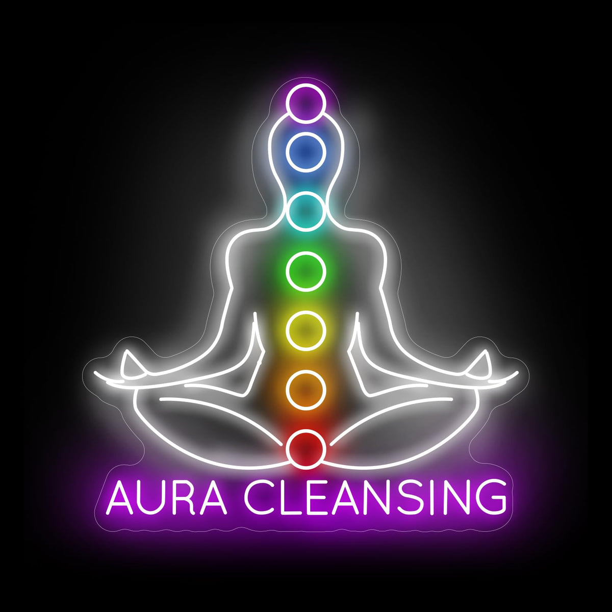 Aura Cleansing Neon Sign, Aura Clean Led Sign, Isha Yoga Neon Light, Meditation Led Light, Vipassana Wall Art, Mindfulness Home Wall, Pilates Studio Art Yoga Lover Gift, Psychic Chakras Healing Exercise
