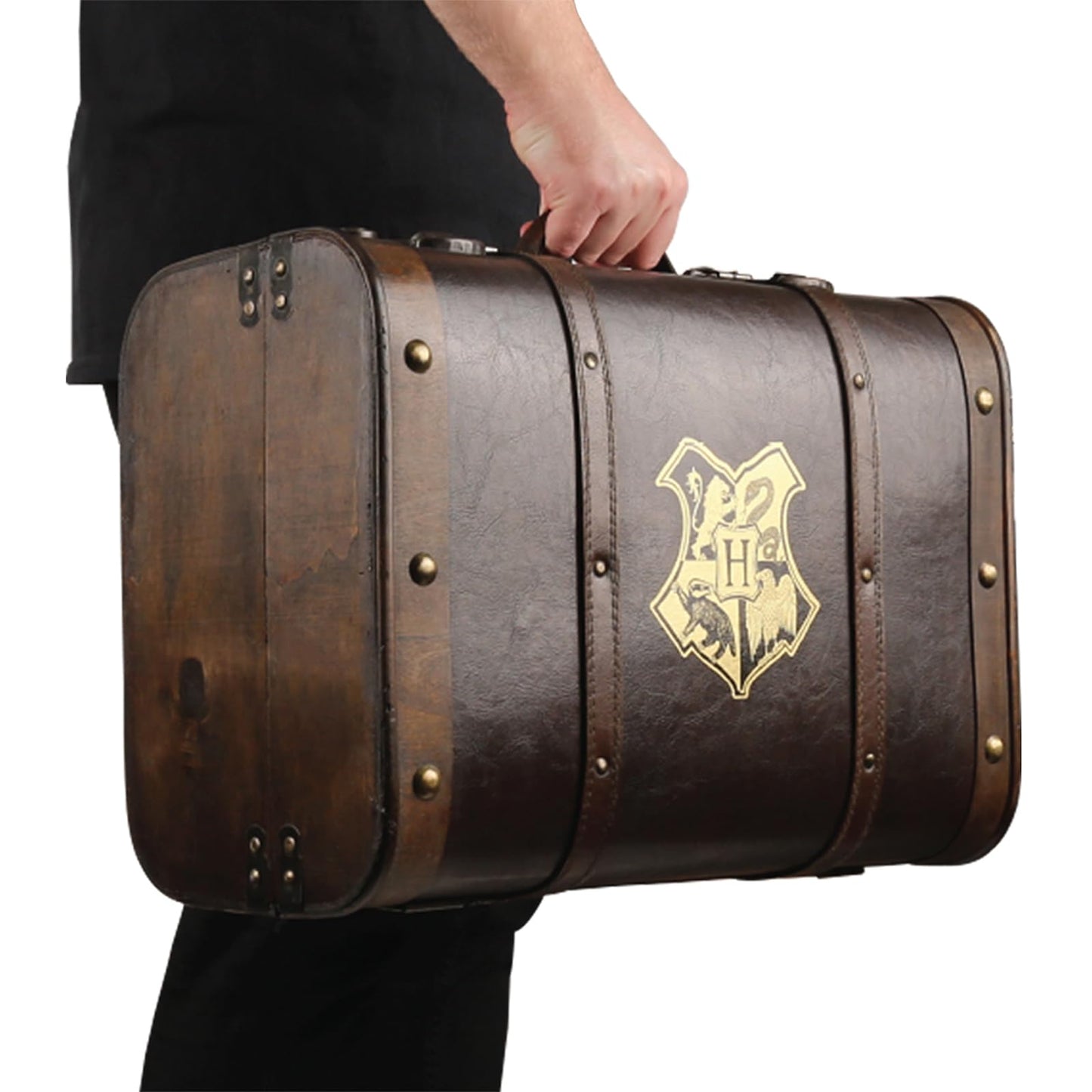 Harry Potter Hogwarts School Trunk - Large 17.5” Collectible Storage Chest with Hogwarts Crest - Official Wizarding World Prop Replica & Decorative Keepsake Box - Not for Travel Use