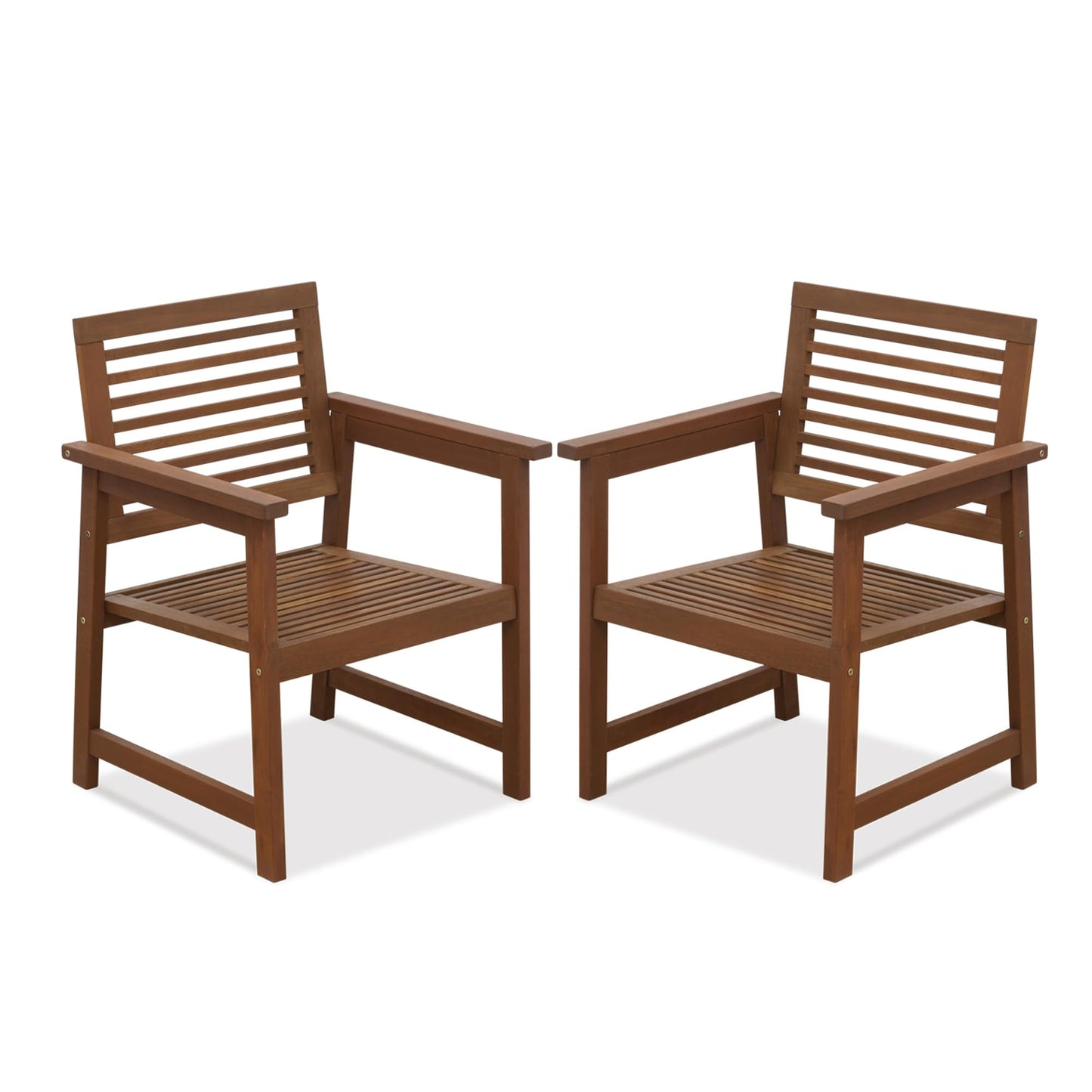 Furinno TIOMAN Patio Chair, Set of Two, Outdoor Lawn Chair, Armchair Without Cushion, for Patio, Garden, Porch, Light Wood