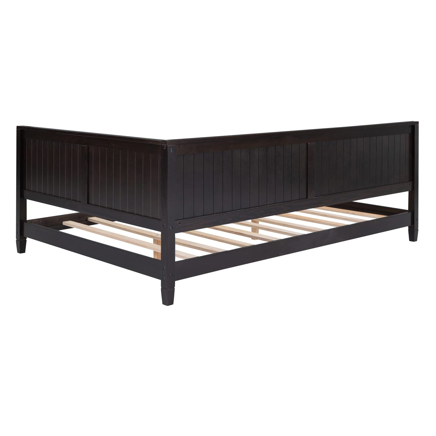 Bellemave Full Size Daybed, Wood Full Low Bed Frame with Headboard and Sideboard, Wooden Floor Sofa Bed with Slats Support for Kids Room, Bedroom, Living Room, Espresso