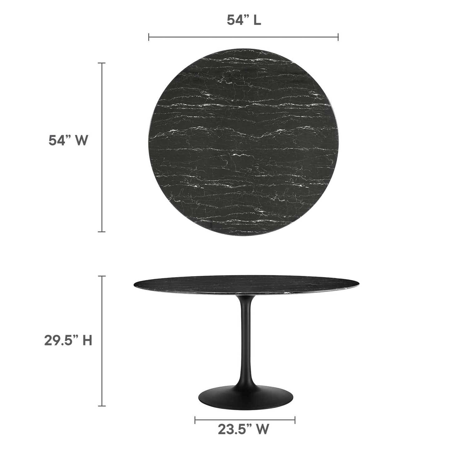 Modway Lippa Dining Table, 54", Black Black