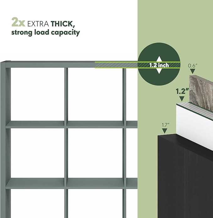 Furinno Cubicle Book Shelf, 12-Cube Bookshelf, Extra Thick Frame Reversible
