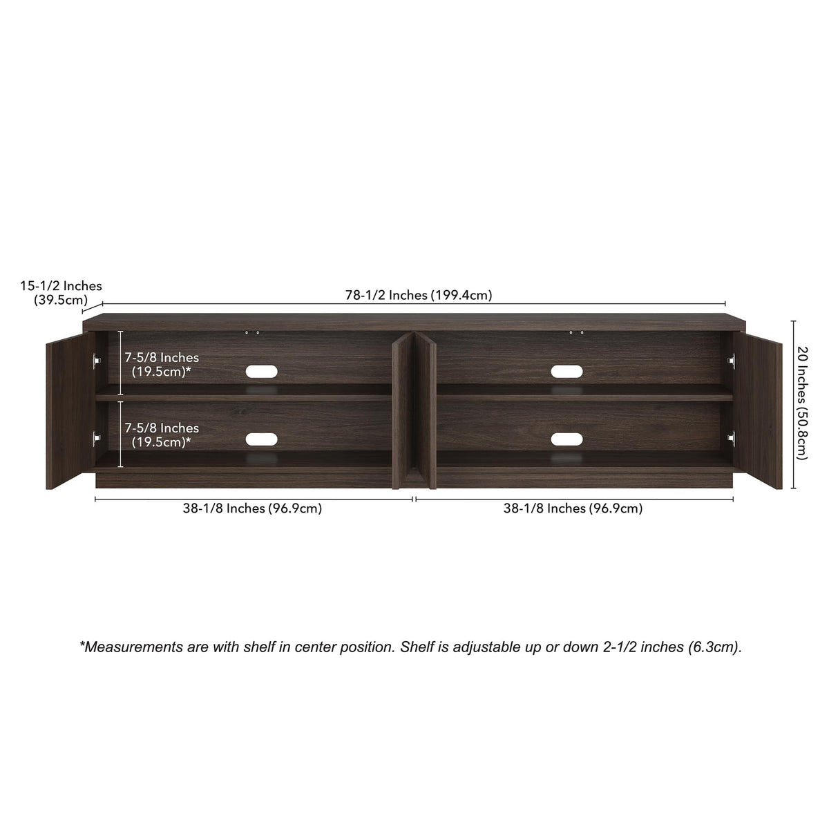 Henn&Hart Fluted TV Stand for TVs up to 85" with 2 Concealed Ribbed Storage Cabinets and Adjustable Shelves for Living Room, Family Room, or Office, Rich Brown