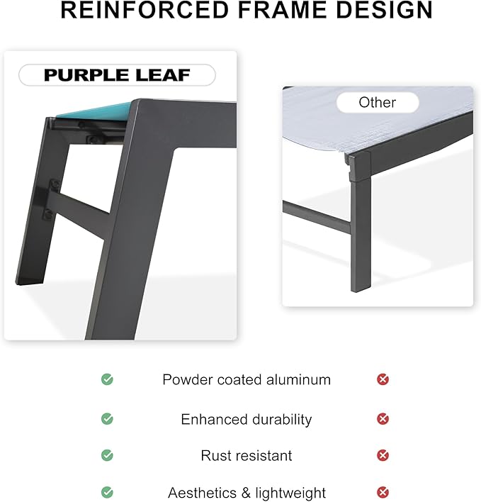 PURPLE LEAF Outdoor Chaise Lounge Set of 4 Aluminum Patio Lounge Chair