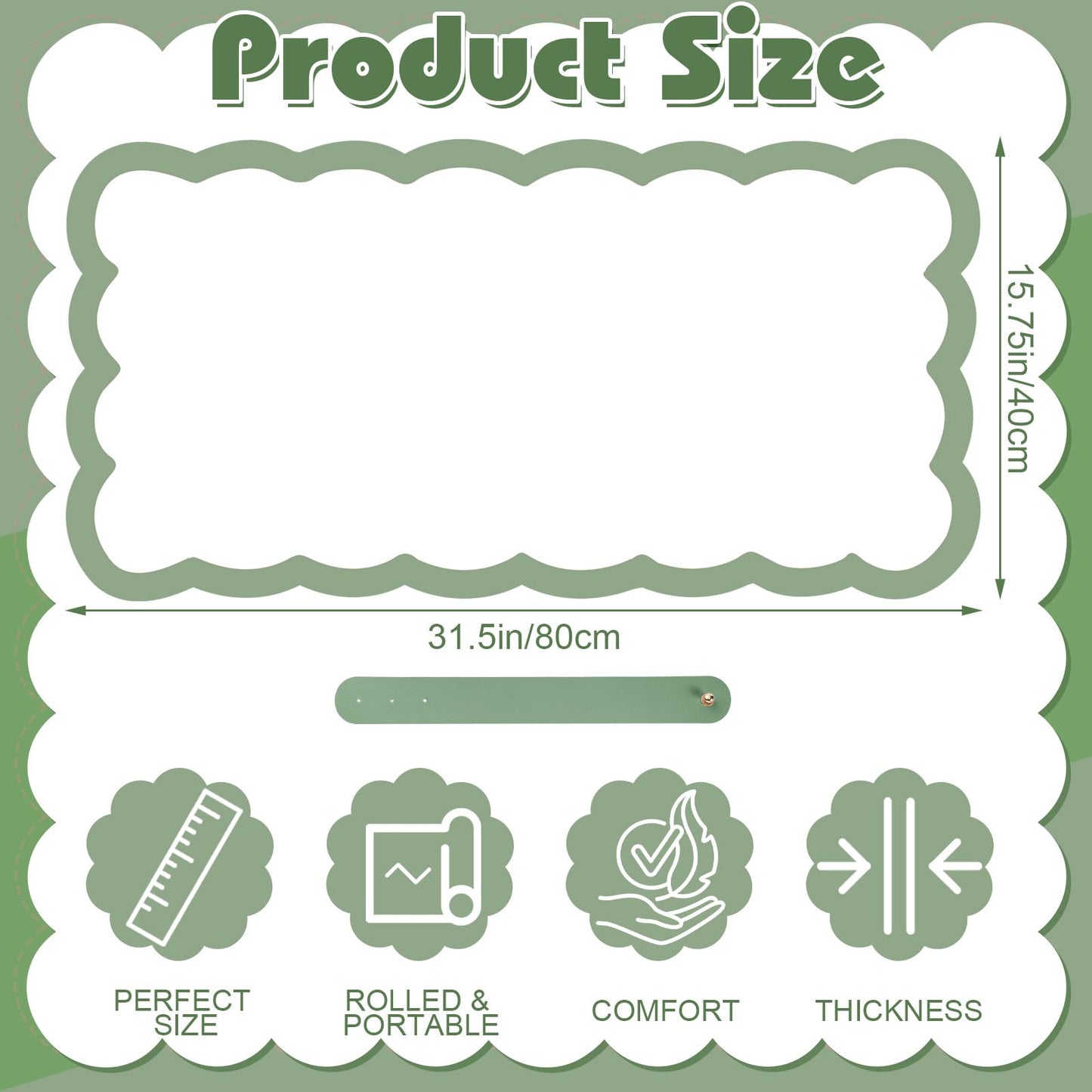 Teenyyou Makeup Mat for Vanity Protect Scalloped Makeup Mat 31.5 x 15.8'' Vanity Cover Top 2026 Graduation Gifts Dual-sided Dressing Table Pad Waterproof Mouse Pads for Dormitory Desktop(Green Edge)