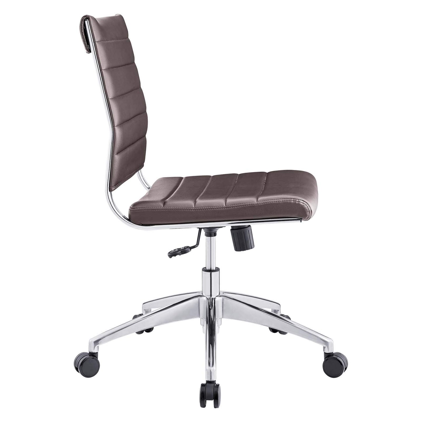 Modway Jive Ribbed Armless Mid Back Swivel Conference Chair In Brown