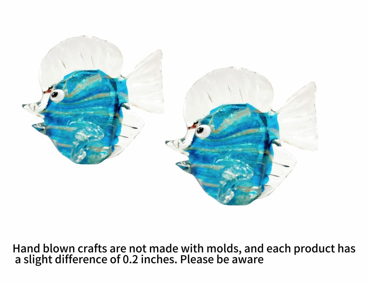WF Hand Blown Glass Sculpture, Glass Fish Figurines Tropical Fish Sea Animal Figurine Collection Home Tabletop Decoration Ornaments - for Birthday Wedding and The Holiday Party