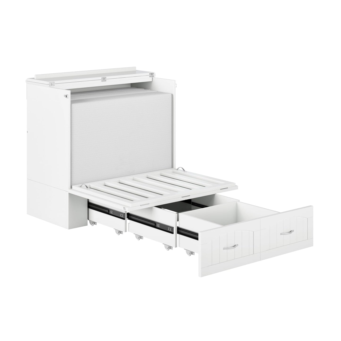 AFI, Southampton Murphy Bed Chest Twin XL with 6" Mattress, Storage Drawer & Built-in USB Charger, White