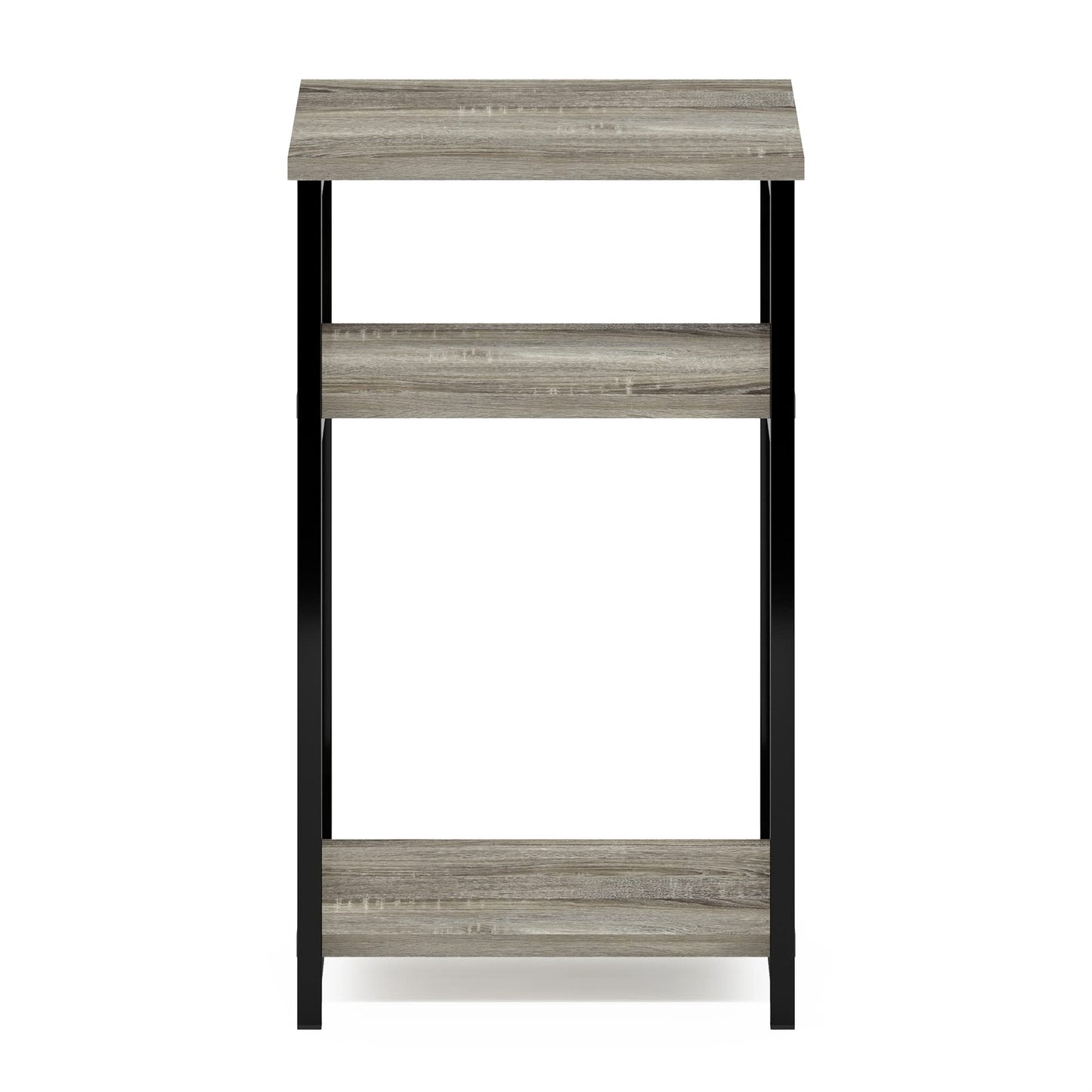 Furinno Just 3-Tier Metal Frame End Table with Storage Shelves, 1-Pack, French Oak