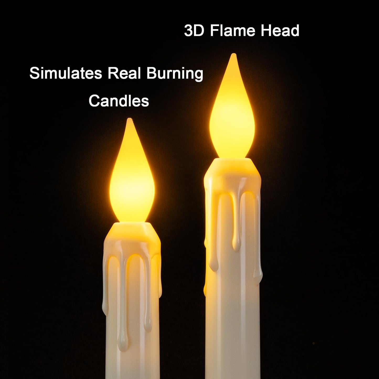 Meigic 6 Pcs Sensor Dawn to Dusk Window Candles, Flickering Battery Candles for Windows, Ultra Bright Fake Candle Lights with Suction Cup, Led Candlesticks for Xmas Home Decor, Warm Yellow Light