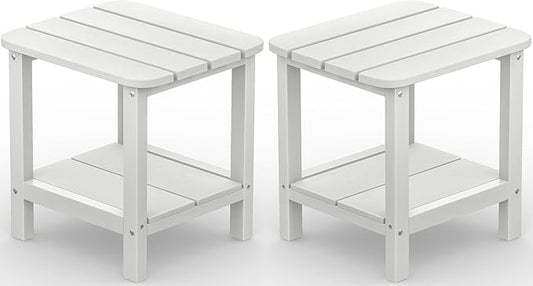 SERWALL Double Adirondack Side Table Set of 2, End Table- White