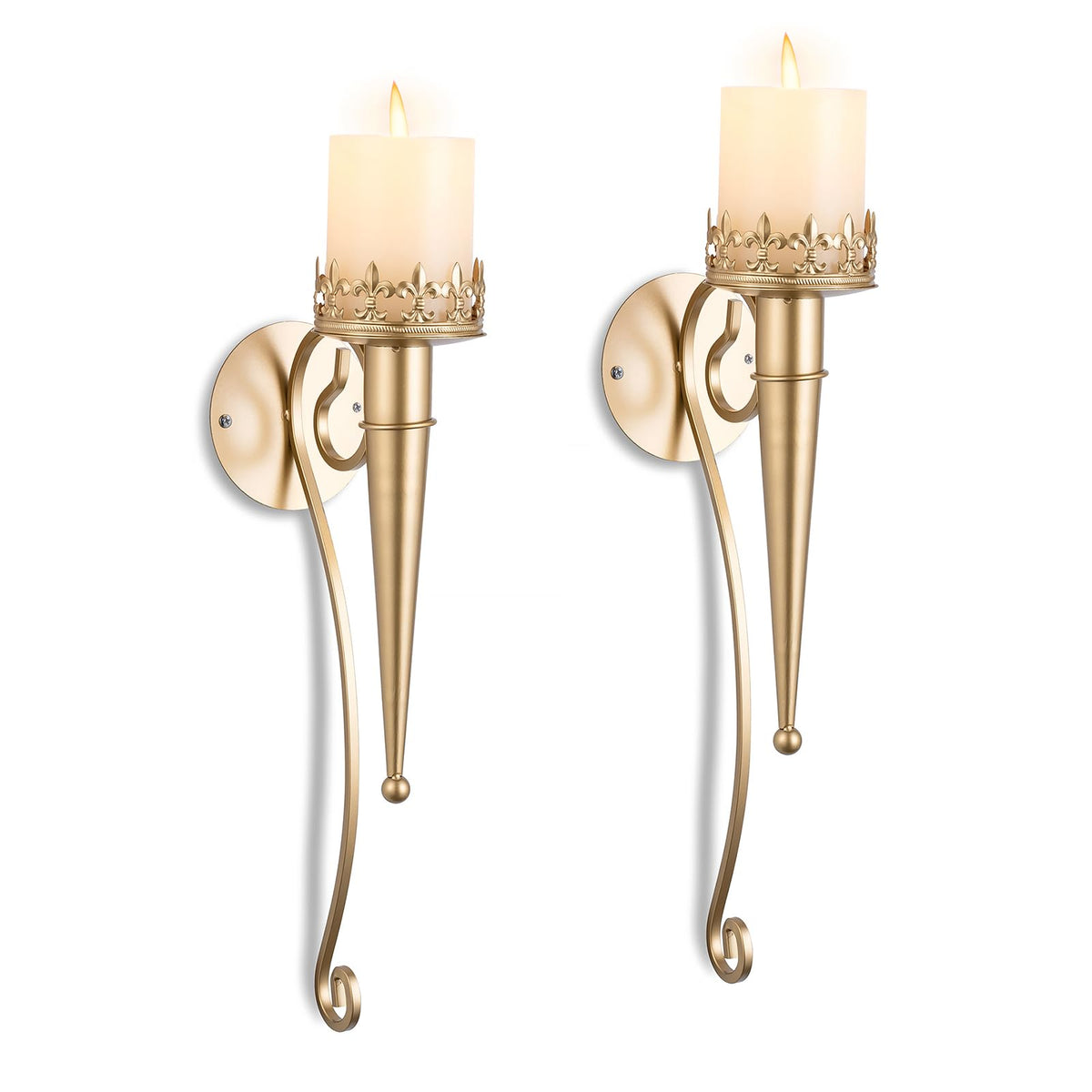 Sziqiqi Wall Candle Holder Gold - Candle Sconces Set of Two for Living Room Bedroom Candle Wall Sconces for Pillars Tealight Candles Decorative Metal Wall Sconce for Bathroom Dining Room Fireplace