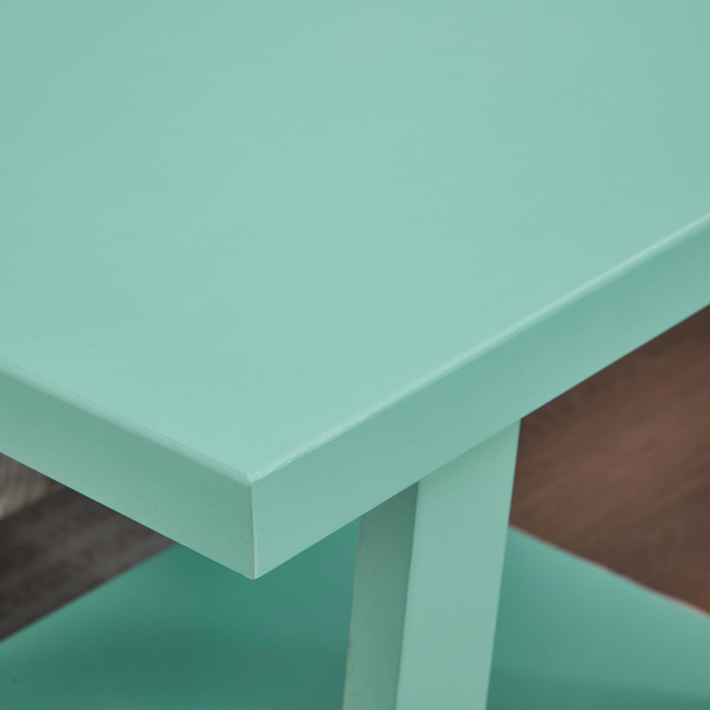 Roundhill Furniture Athens Contemporary Wood Shelf End Table in Teal