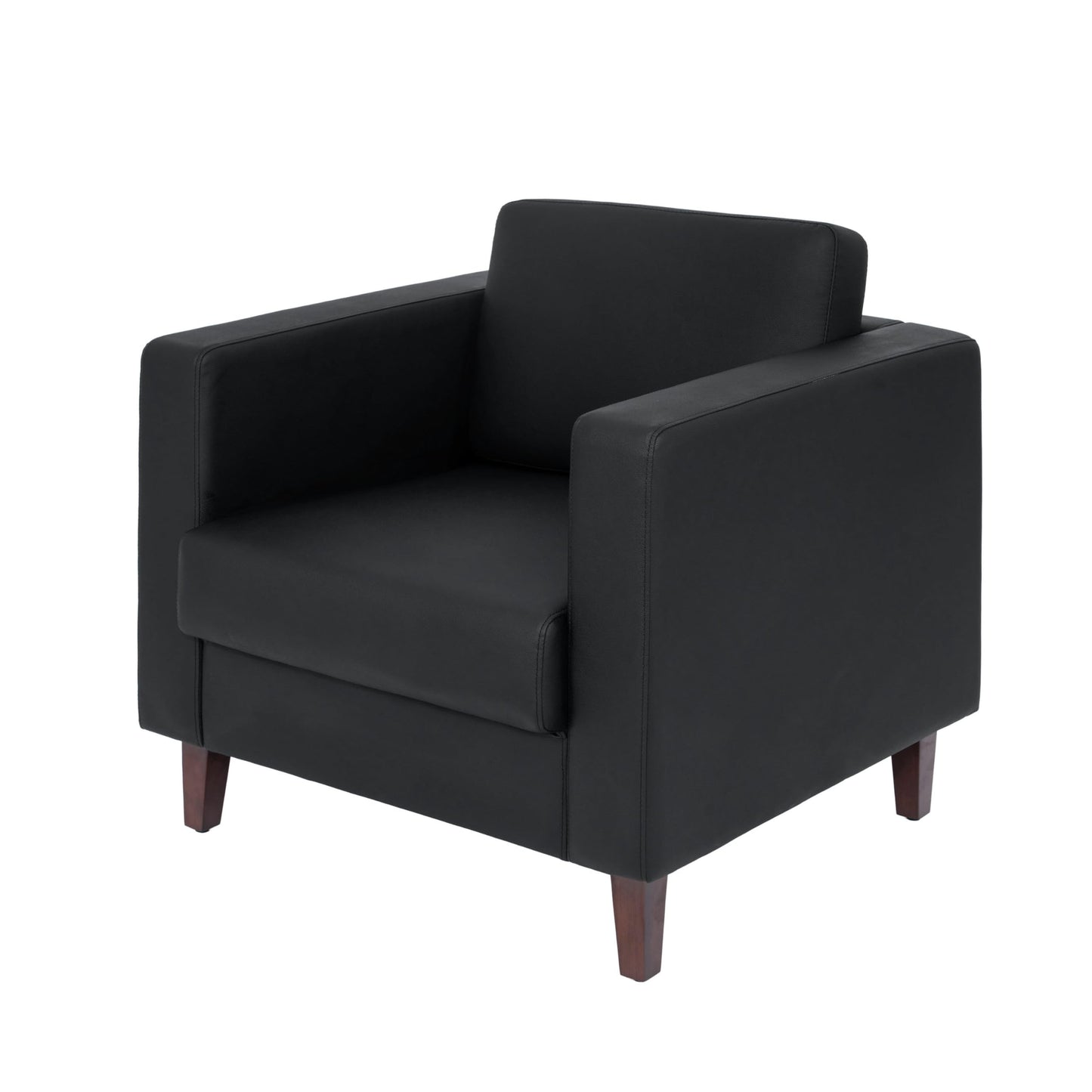Flash Furniture Hercules Artemis Commercial Chair for Reception and Lobby Use with Solid Wood Legs, 2 Outlets, 1 USB, and 1 USB-C Ports, Black LeatherSoft