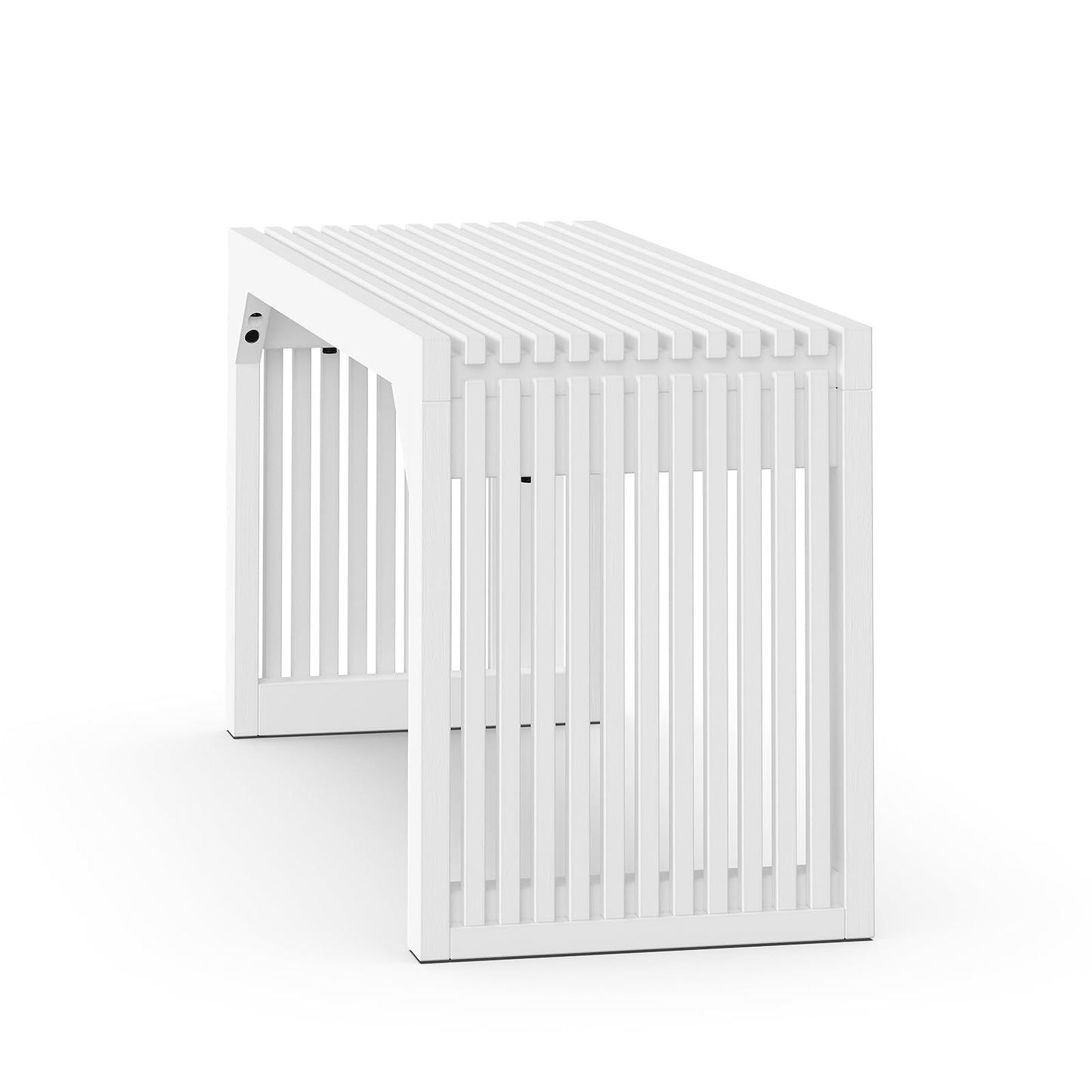 MODCART 35" Solid Wood Bench, White Entryway Bench with Storage, Modern Shoe Bench, Narrow Bench for Entryway, Living Room, Kitchen