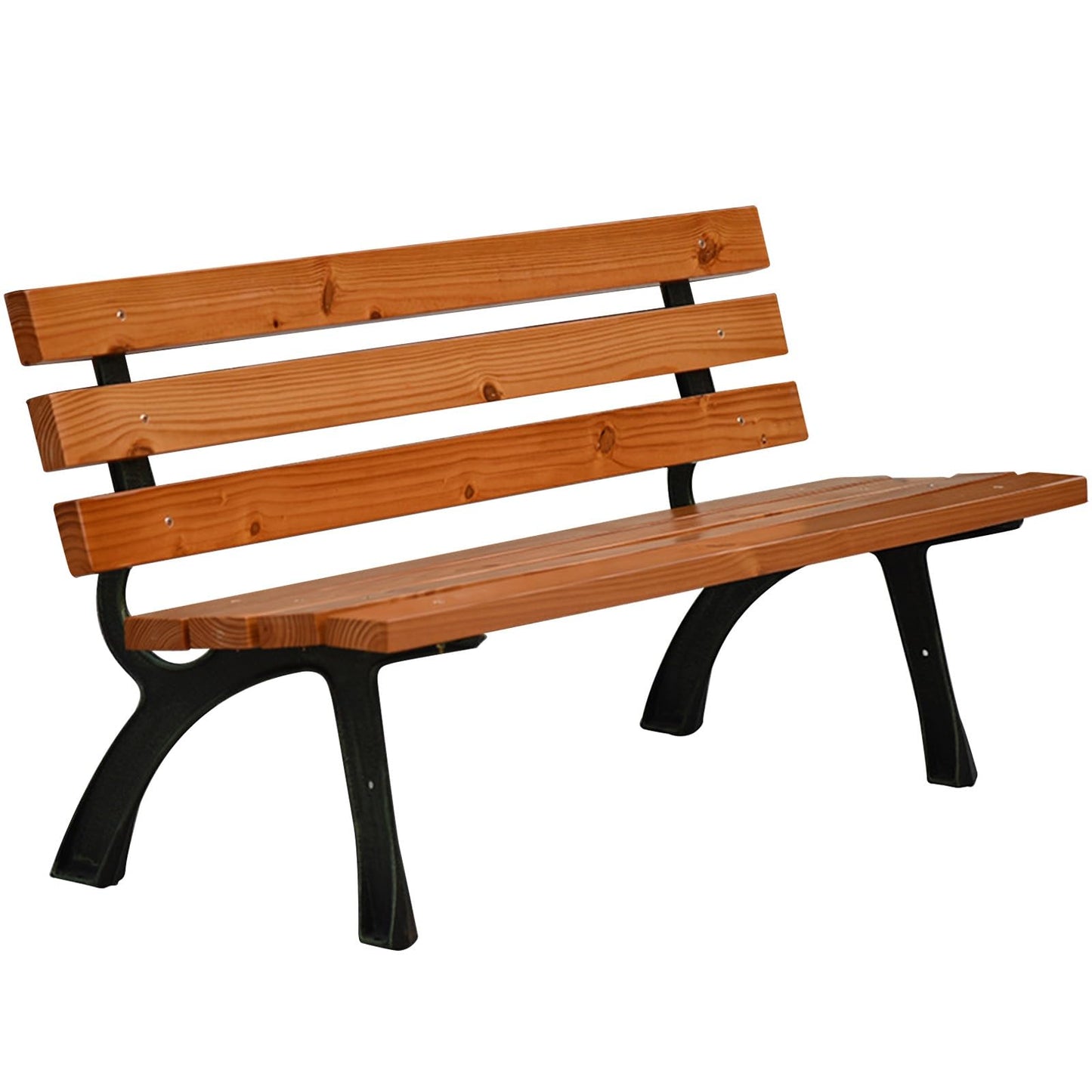 Weatherproof Outdoor Garden Bench with Backrest, Cast Iron Metal Frame & Solid Wood Seat, 59-Inch Patio Park Bench for Lawn, Balcony, Yard & Indoor Use,150cm/59inch