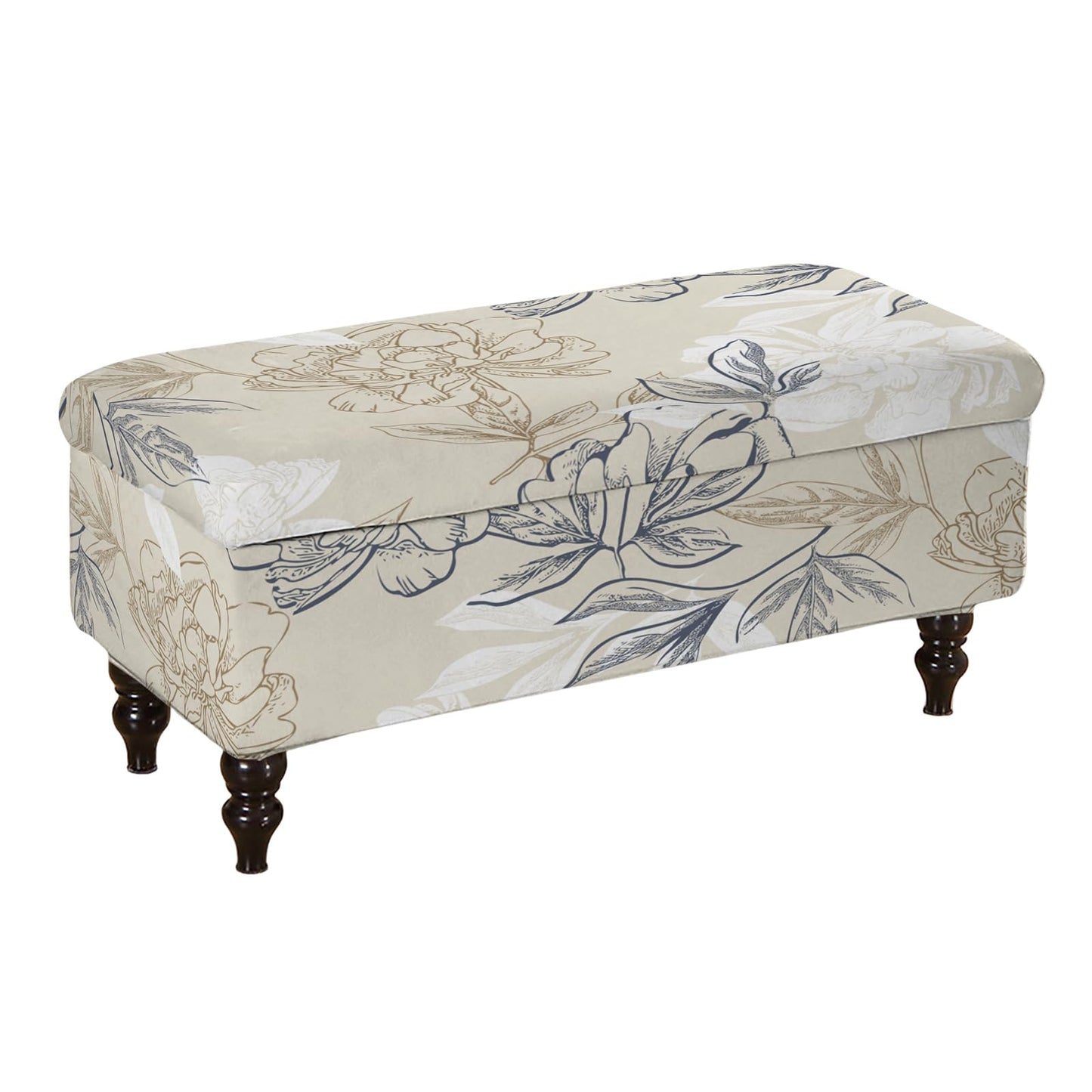 KRFOONN Rectangle Ottoman Covers Stretch Folding Storage Ottoman Bench Cover Printed Storage Folding Footrest Stool Slipcover Furniture Protector for Living Room Bedroom Bench (Small, 01)