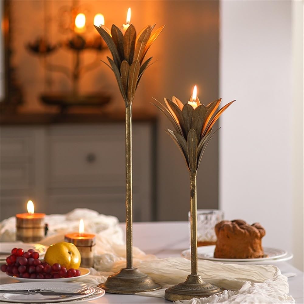 Candlesticks Old Retro Wrought Iron Candlestick, Restaurant, Hotel, Table Decoration, Candle Light Dinner Decoration, Candle Holder Decorative Candle Holder(Large)