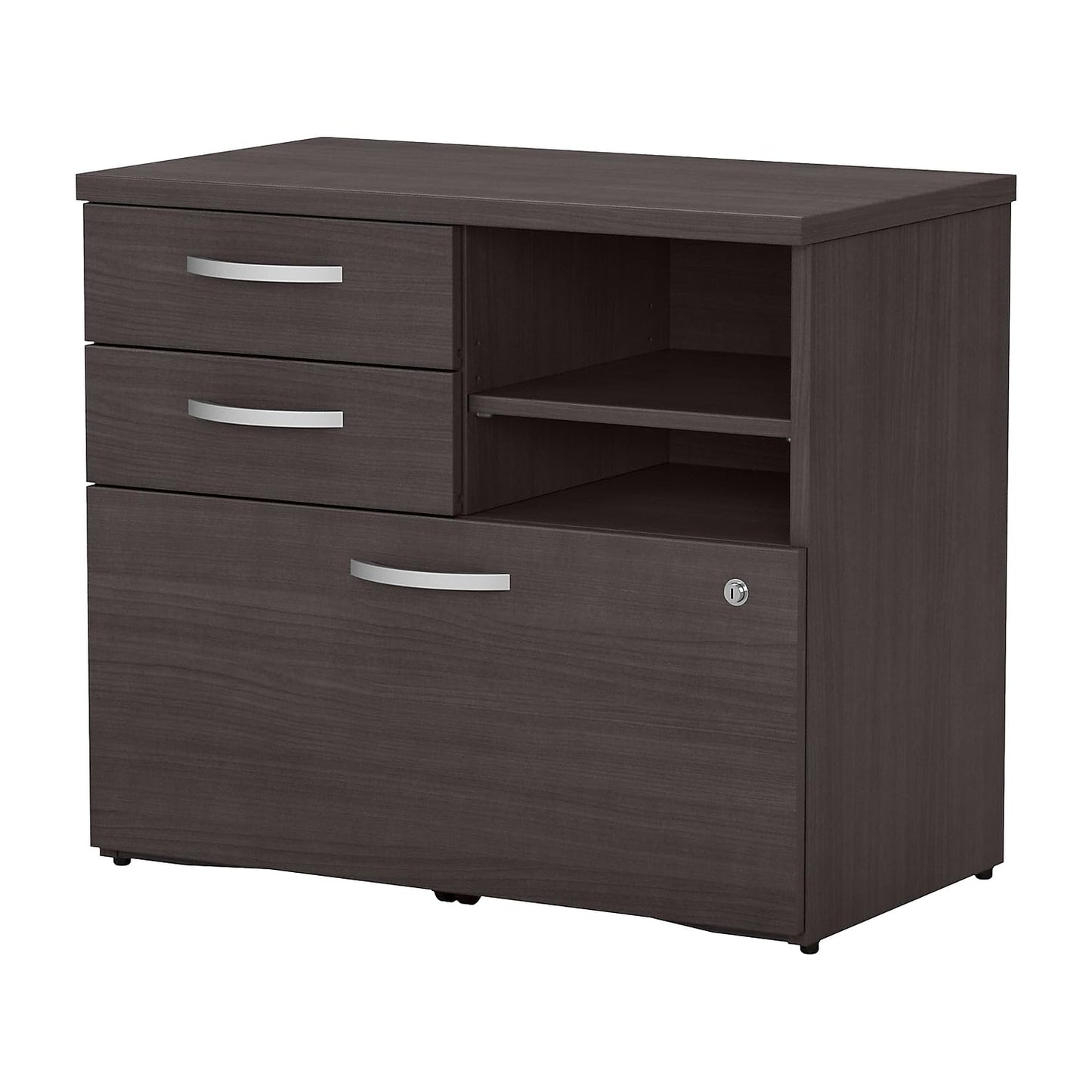 Bush Business Furniture Studio C Office Storage Cabinet with Drawers and Shelves in Storm Gray