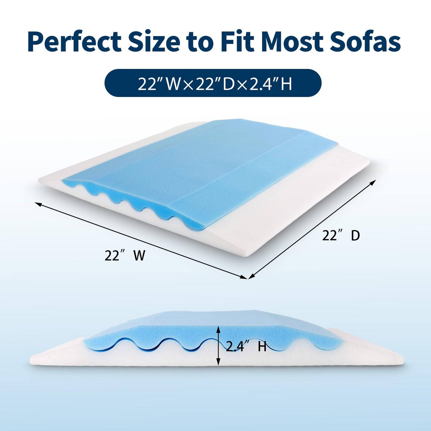 LIFVEAN Upgraded 2-in-1 Couch Cushion Support for Sagging Cushions 22x22x2.4 - Under Sofa Cushion Support for Sagging Seat Repair Insert to Lift Couch Set of 1