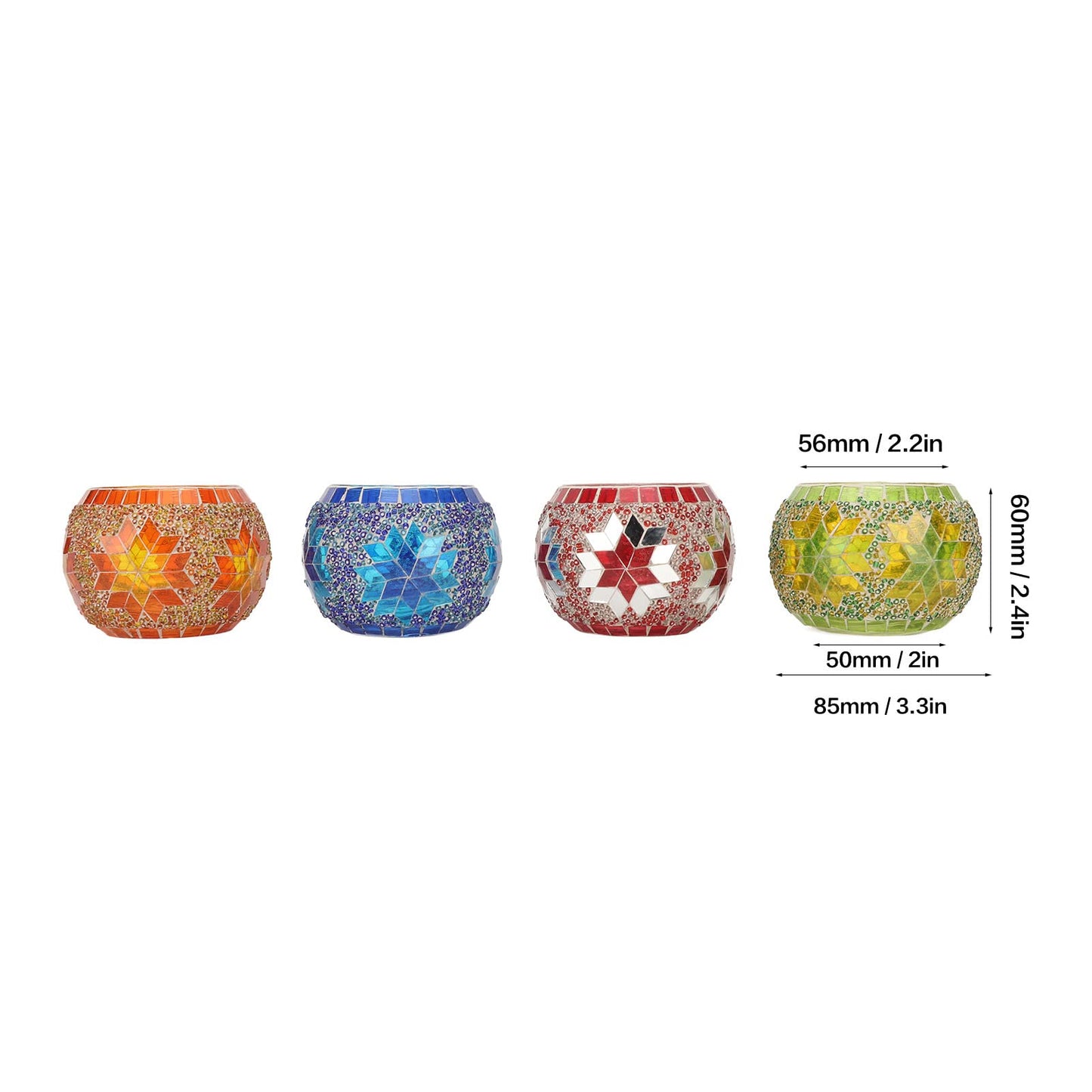 Generic 4Pcs Tea Light Candle Holder, Colourful Mosaic Glass Candlesticks Holder, Handmade Romantic Glass Tealight Cup for Aromatherapy Party Decor, Table Centerpieces