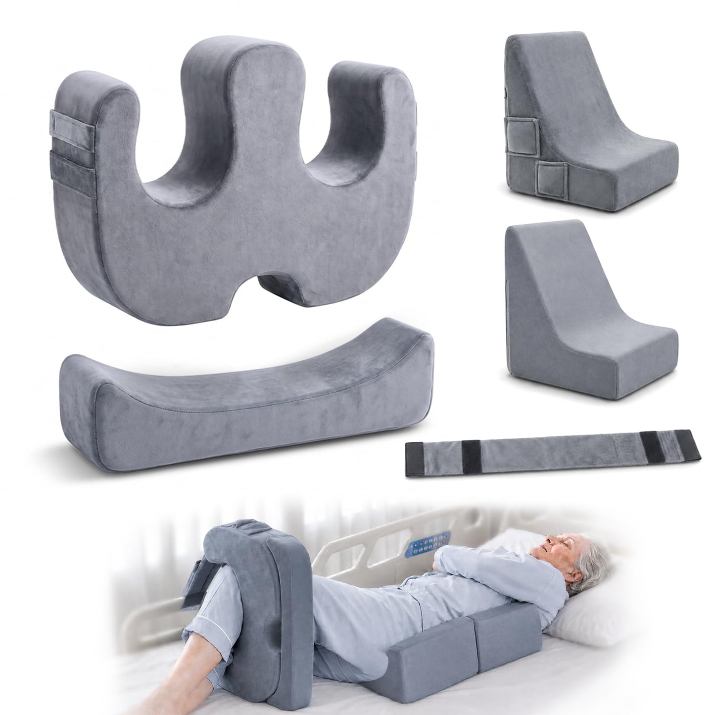 Patient Turning Device for Elderly,Adjustable Height Positioning Pillow with Handle,U-Shaped Bed Ridden Patient Nursing Supplies,Lift Assist Turning Pillow for Diaper Change,Bedsore Pressure Relief