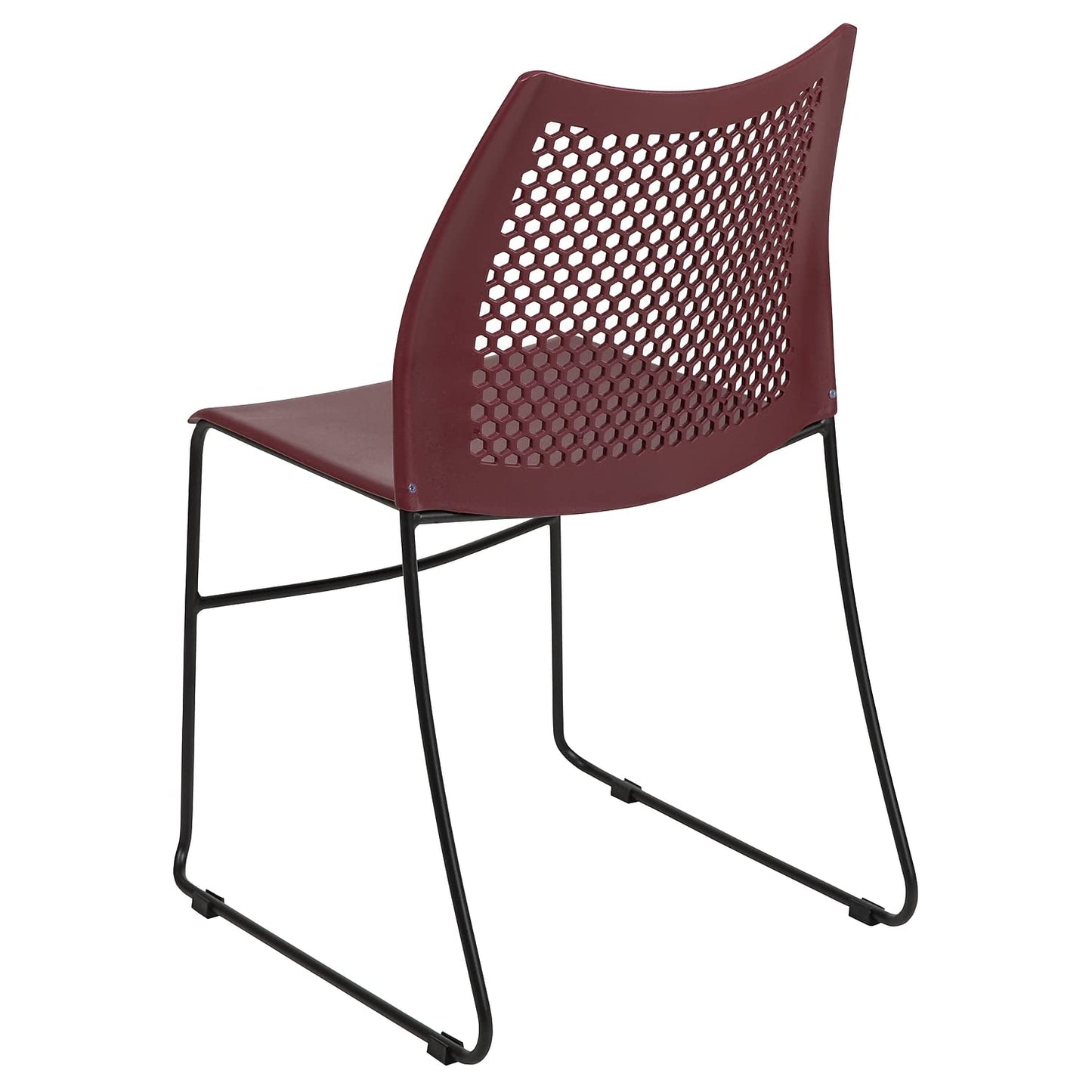 Flash Furniture HERCULES Series 5 Pack 661 lb. Capacity Burgundy Stack Chair with Air-Vent Back and Black Powder Coated Sled Base