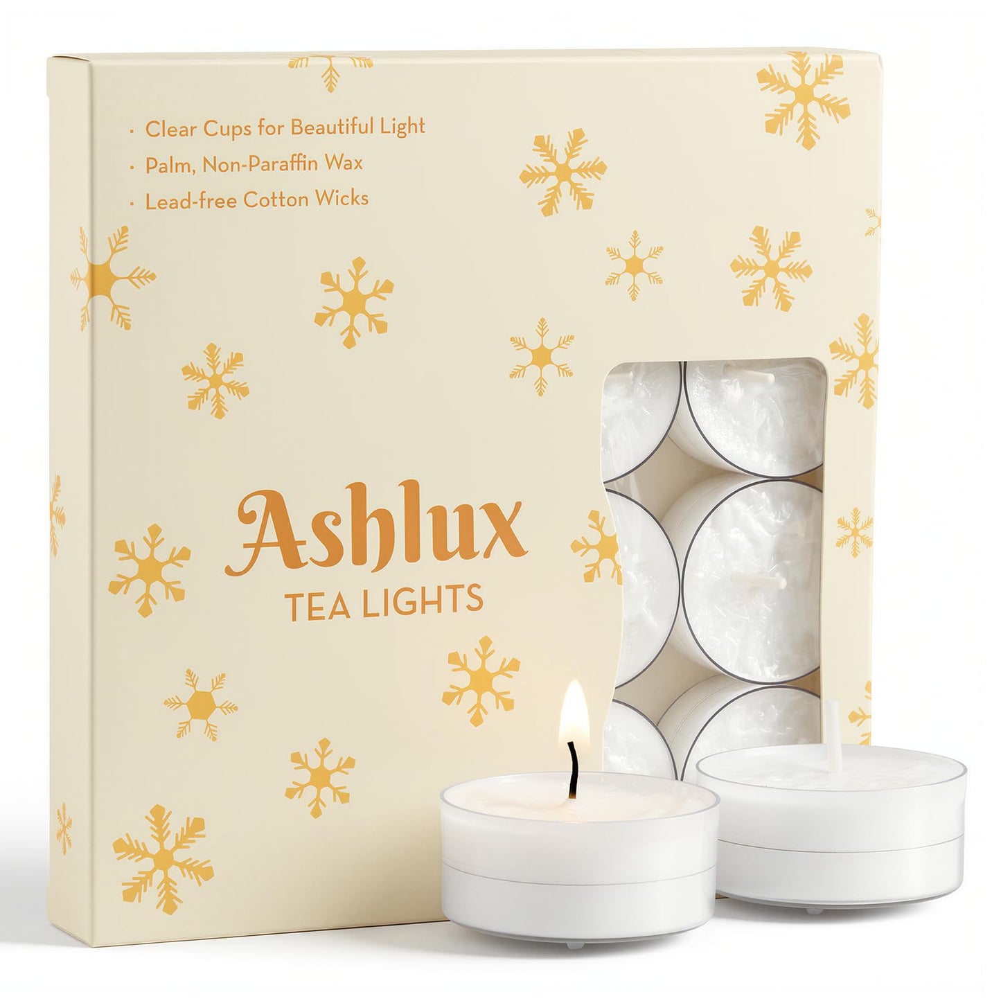 Ashlux 4H Palm Tea Lights Set |Unscented Dripless Smokeless Clean Burning Long Lasting Candles for Wedding Home Decor Dinner Church Holi