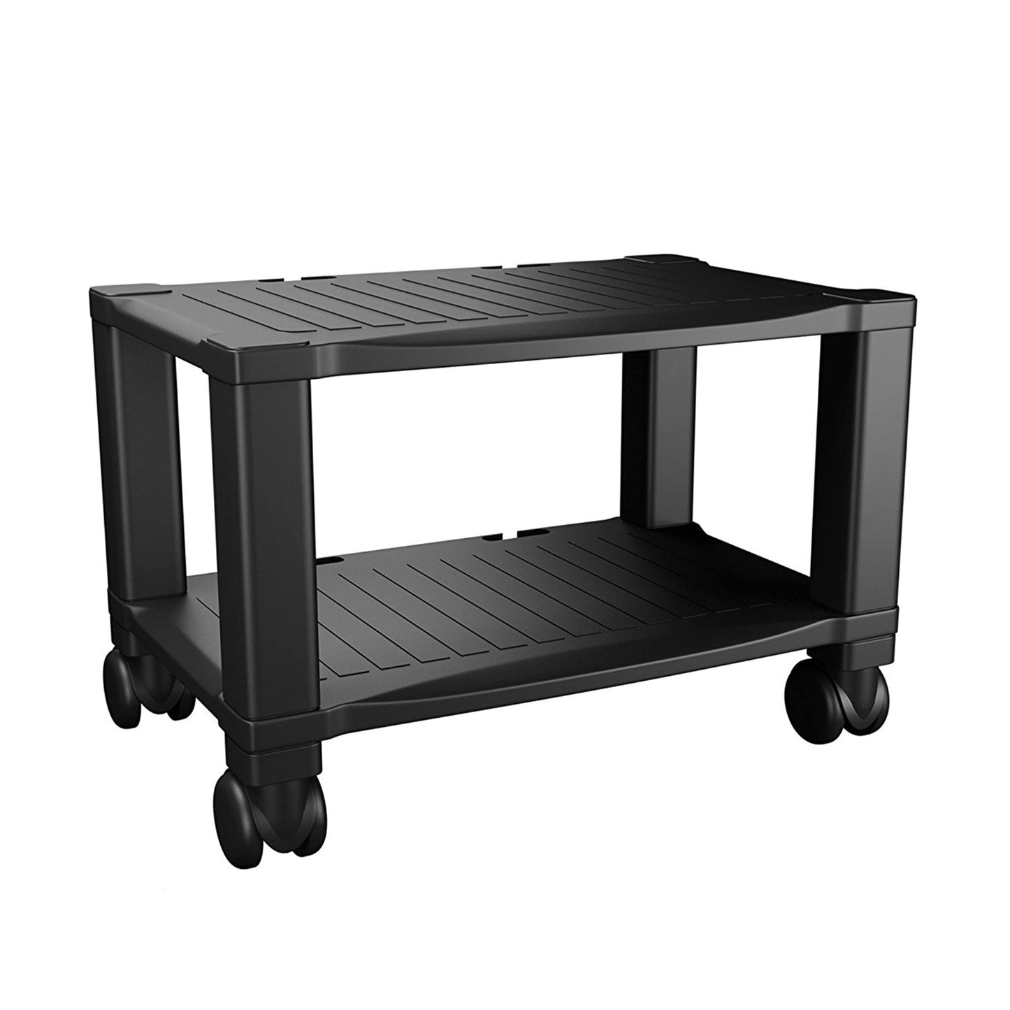 Home-Complete 2-Tier Office Desk Organizer Rolling Cart - Compact Portable Under-Desk Storage and Printer and Projector Stand with Wheels (Black)