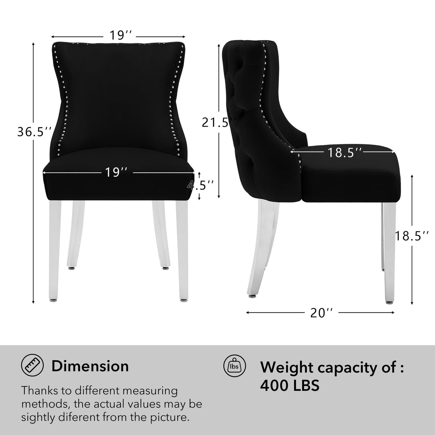 UDAX Velvet Dining Chairs Set of 4, Upholstered Tufted Backrest Sillas de Comedor, Luxurious Dining Chairs with Stainless Steel Legs, Modern Seating for Kitchen, Bedroom & Living Room