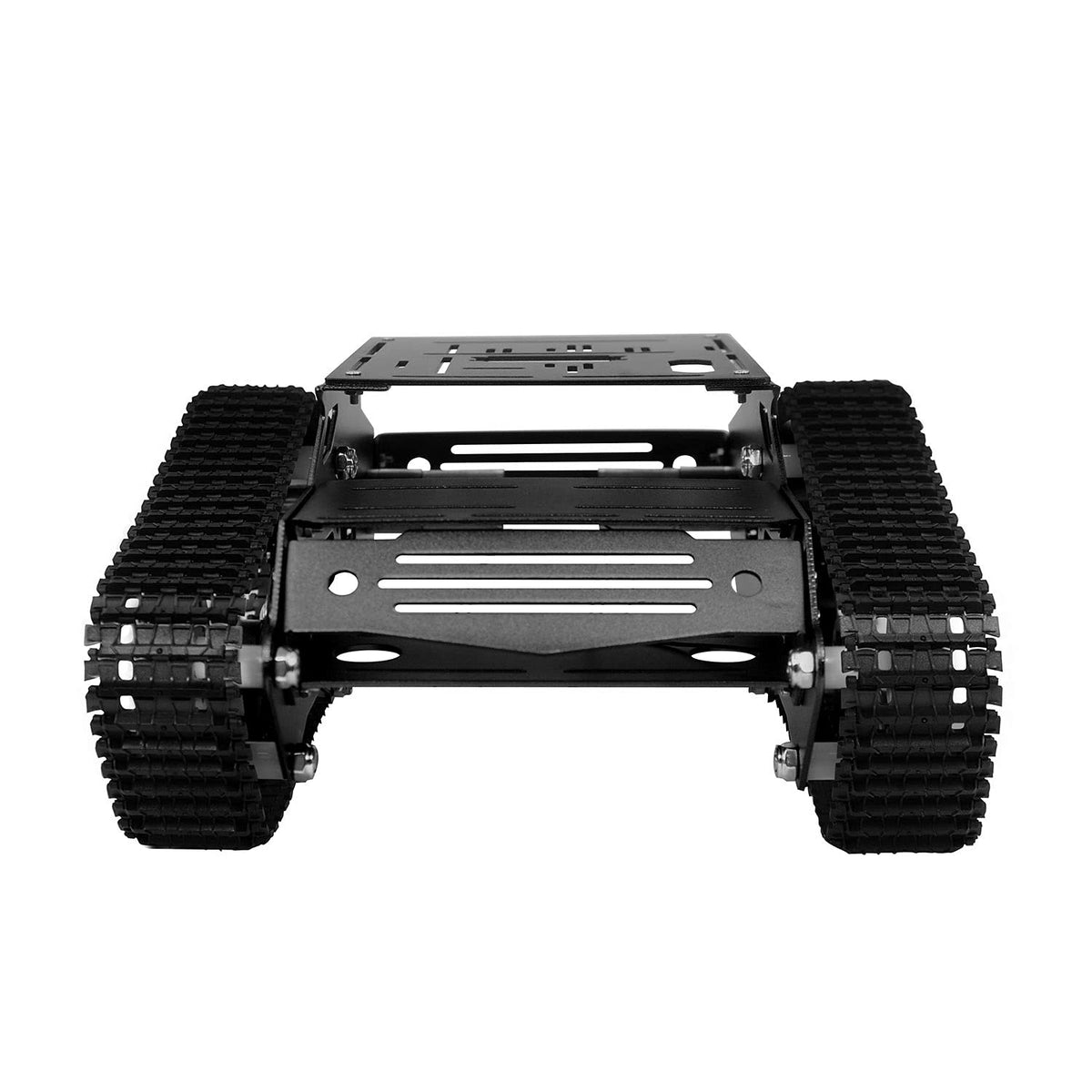 XiaoR Geek Smart Robot Car Chassis Kit Full Metal Big Tank Chassis with 2WD Motors for Arduino Raspberry Pi Jetson Python DIY Smart Car Learning Kit(Black, with DC Motor)